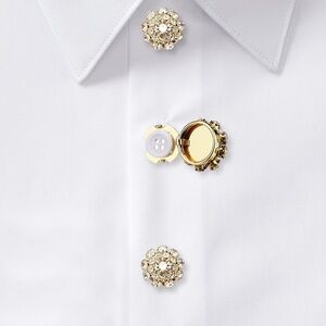 Large Shirt Button Covers, Buckle Drop Oil Flower White 1Pcs